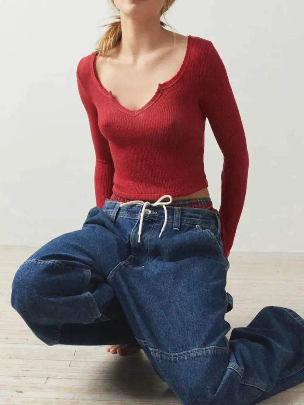 Everyday Notched Long Sleeve T-Shirt