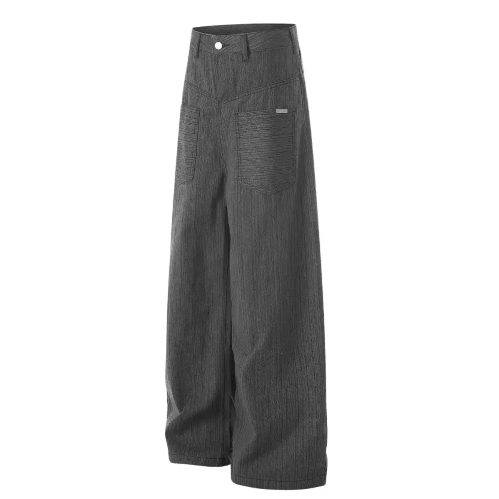 Wide Leg Utility Striped Men's Trousers