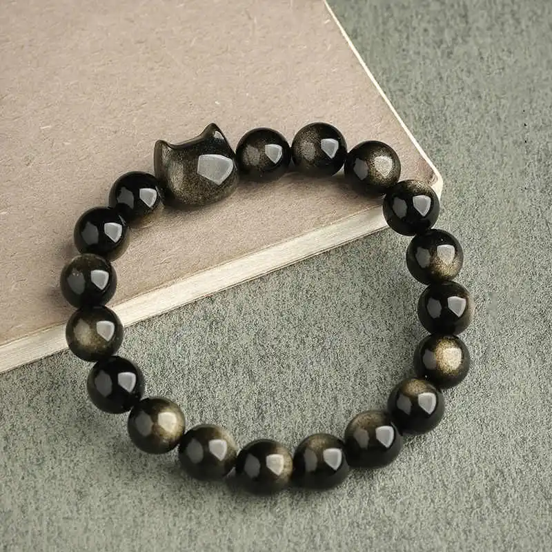 Obsidian Lovely Paw Cat Bracelet