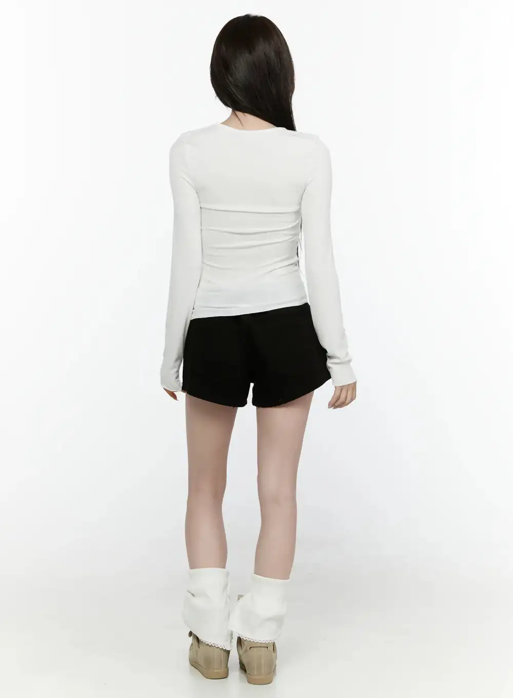 Slim-Fit Button-Up Long Sleeve Top