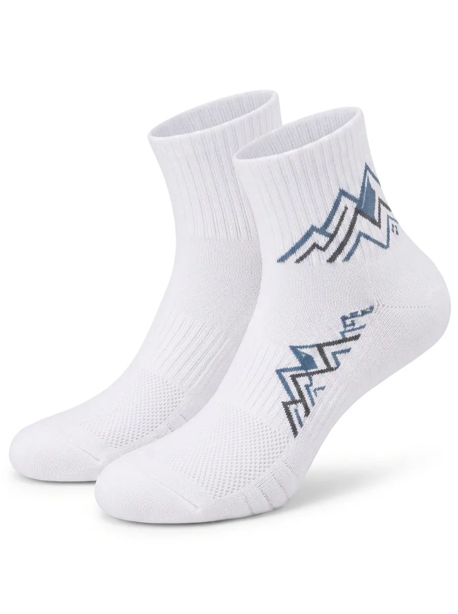 White Motion Mountain Graphic Athletic Low-Cut Socks