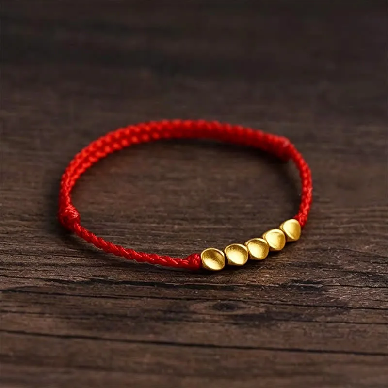 Hand Woven String Twisted Beads Braided Adjustable Bracelet