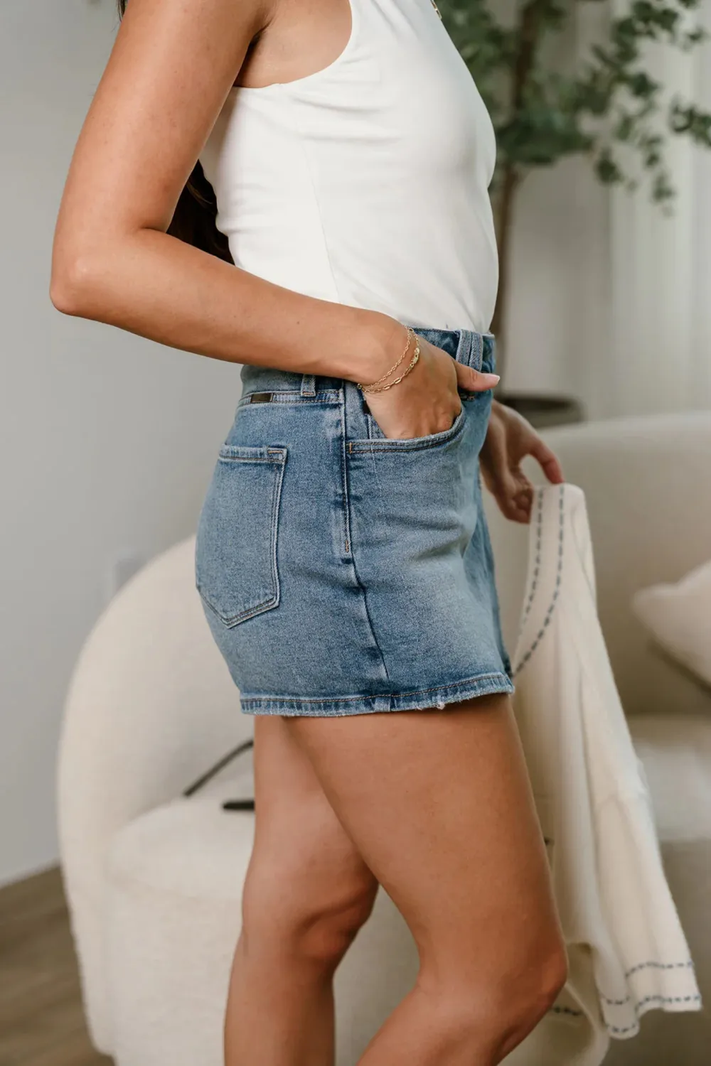 Button-Fly Asymmetric Denim Skort