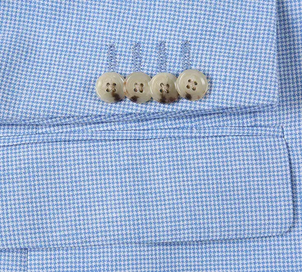 Light Blue Regular Fit Linen Cotton Single Breasted Notch Lapel Blazer