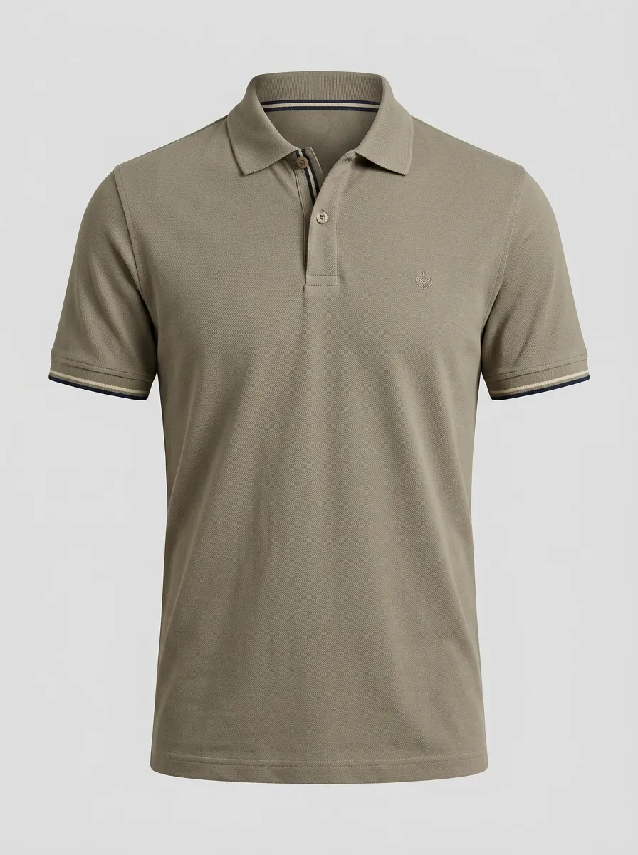 Refined Leaf-Detail Men's Polo Shirt