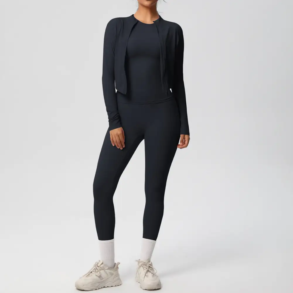 Short-Sleeve Quick-Dry Jacket, Top and Leggings Active Set