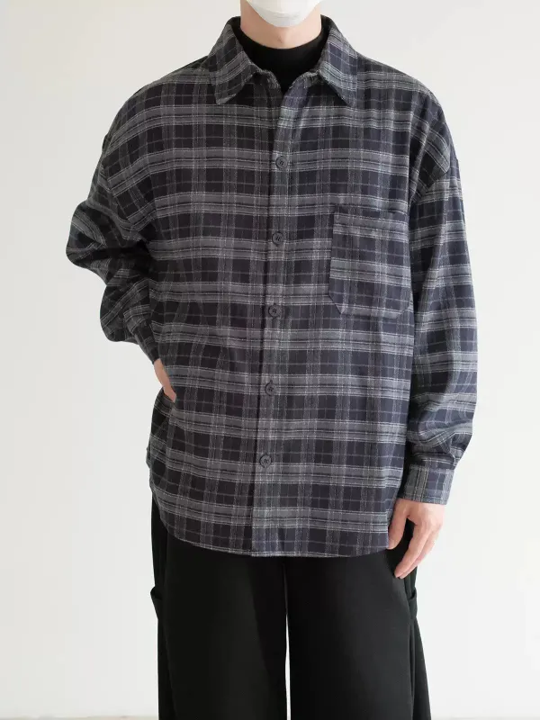Button-Front Plaid Shirt