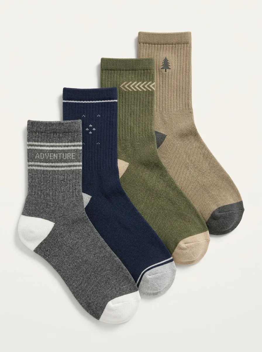 Relaxed Nature-Inspired Printed Look Men's Four Pair Socks