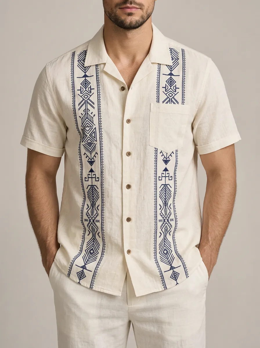 Men's Refined Tribal Boho Printed Shirt