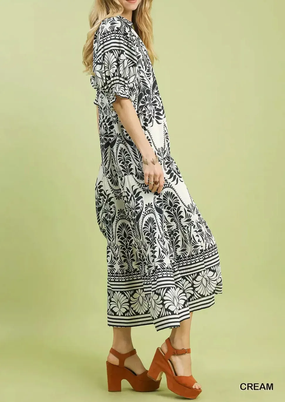 Tone Two Tone Border Midi Dress