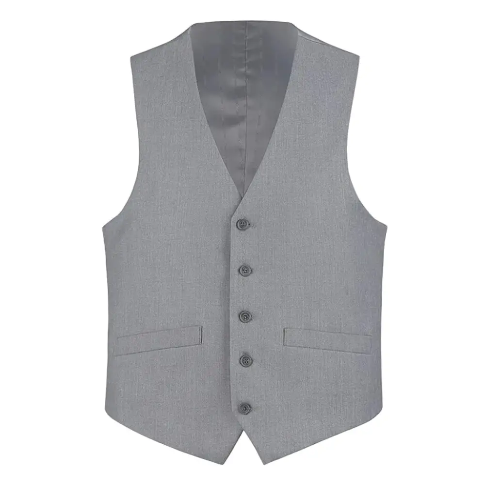 Gray Regular Fit Five Button Dress Vest