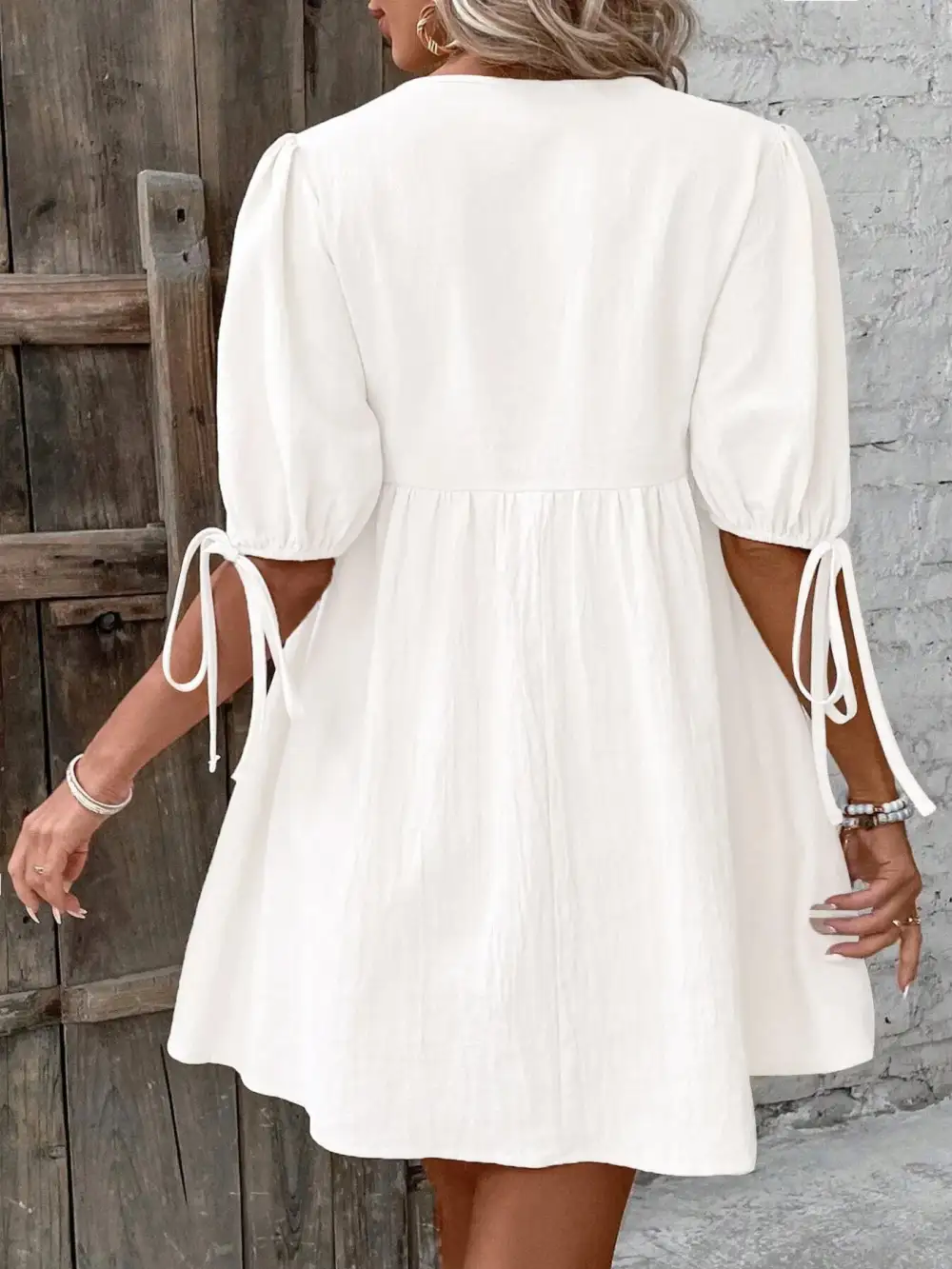 V Neck A Line Mini Dress