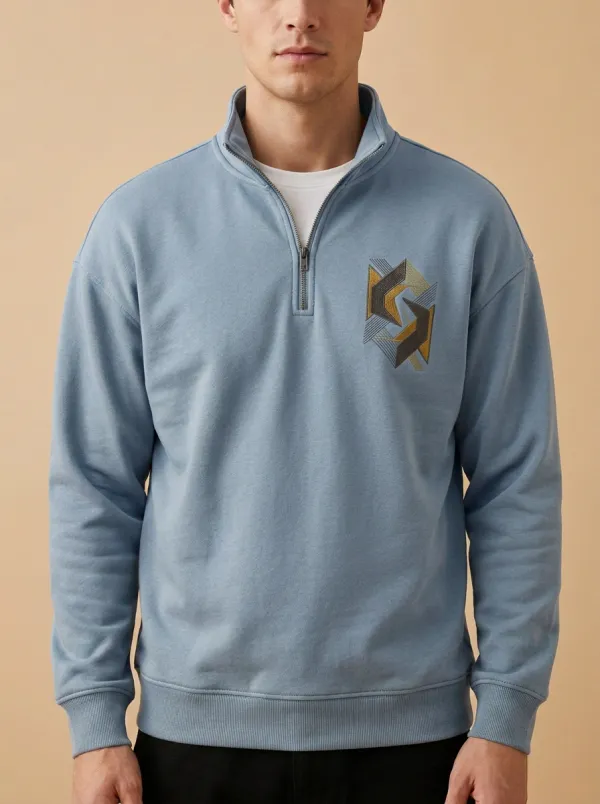 Quarter-Zip Geometric Abstract Men's Half-Zip Sweatshirt