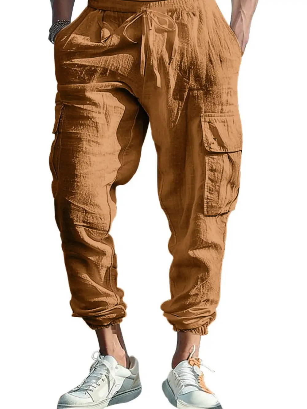 Refined Men's Full Size Casual Cargo Pants with Drawstring