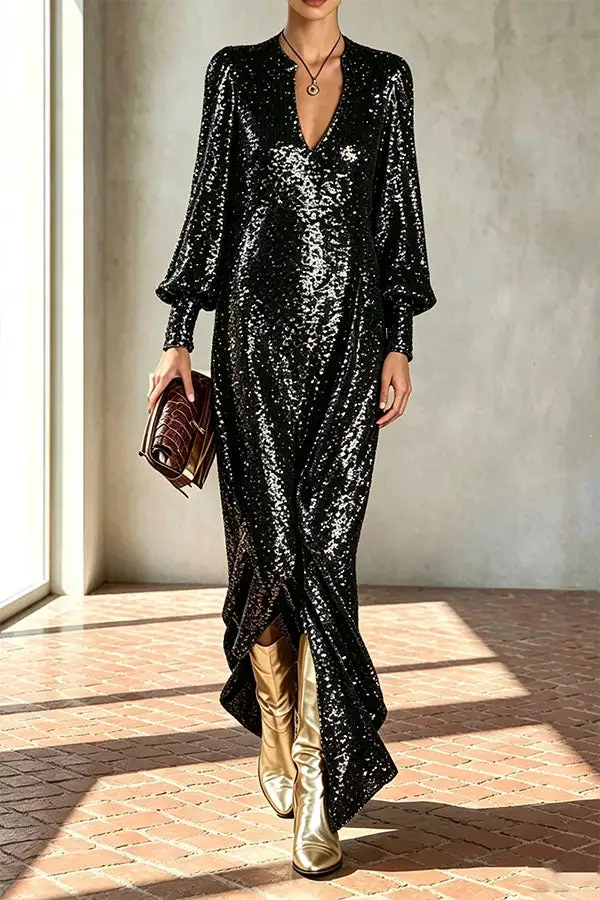 Delicate V Neck Top And Flowing Maxi Skirt Set