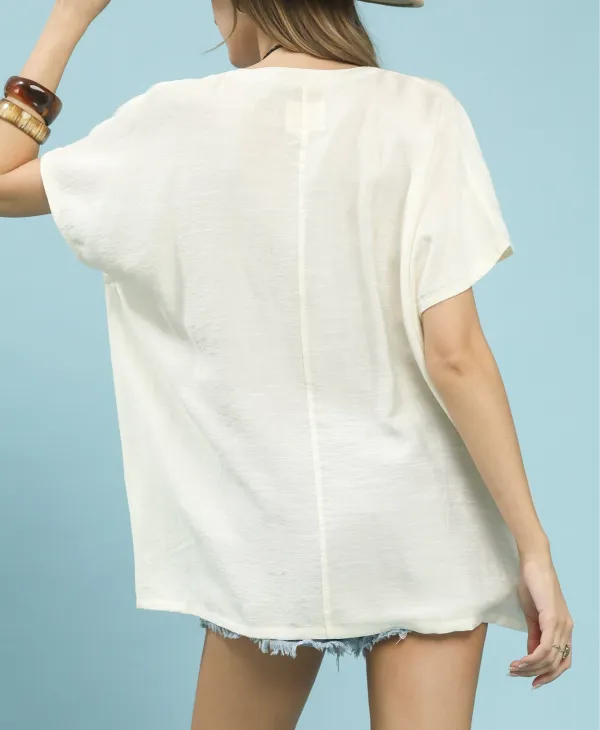 V-Neck Short Sleeve Blouse