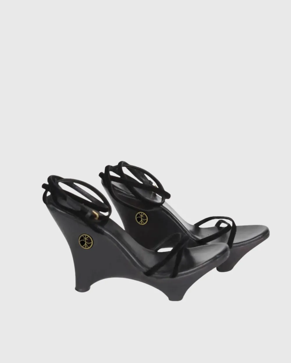 Sculptural Wedge Heels in Black