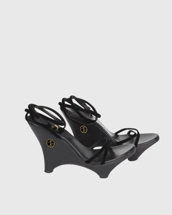 Sculptural Wedge Heels in Black