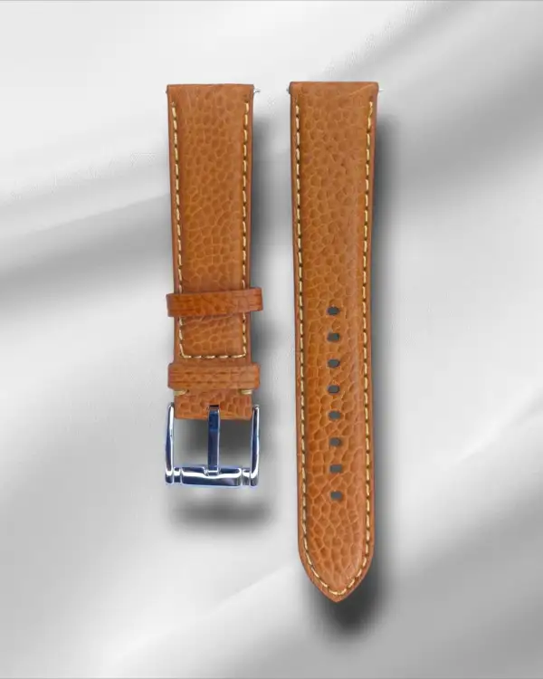 Refined Smooth Finish Tang Buckle Ostrich Leather Watch Strap