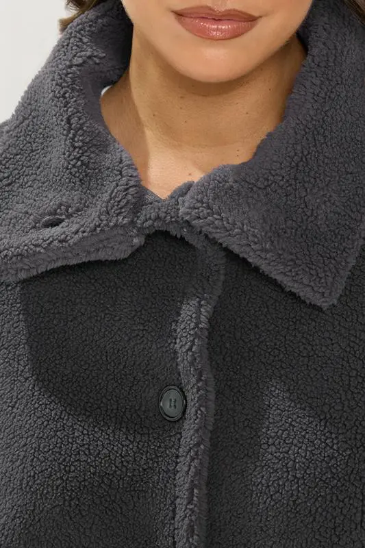Grey Funnel Neck Borg Jacket