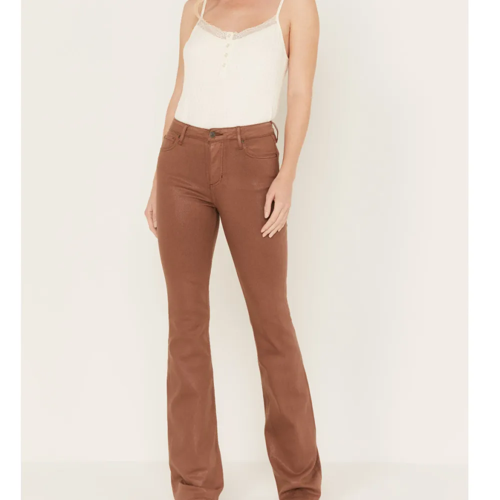 High Rise Bootcut Coated Embroidered Jeans