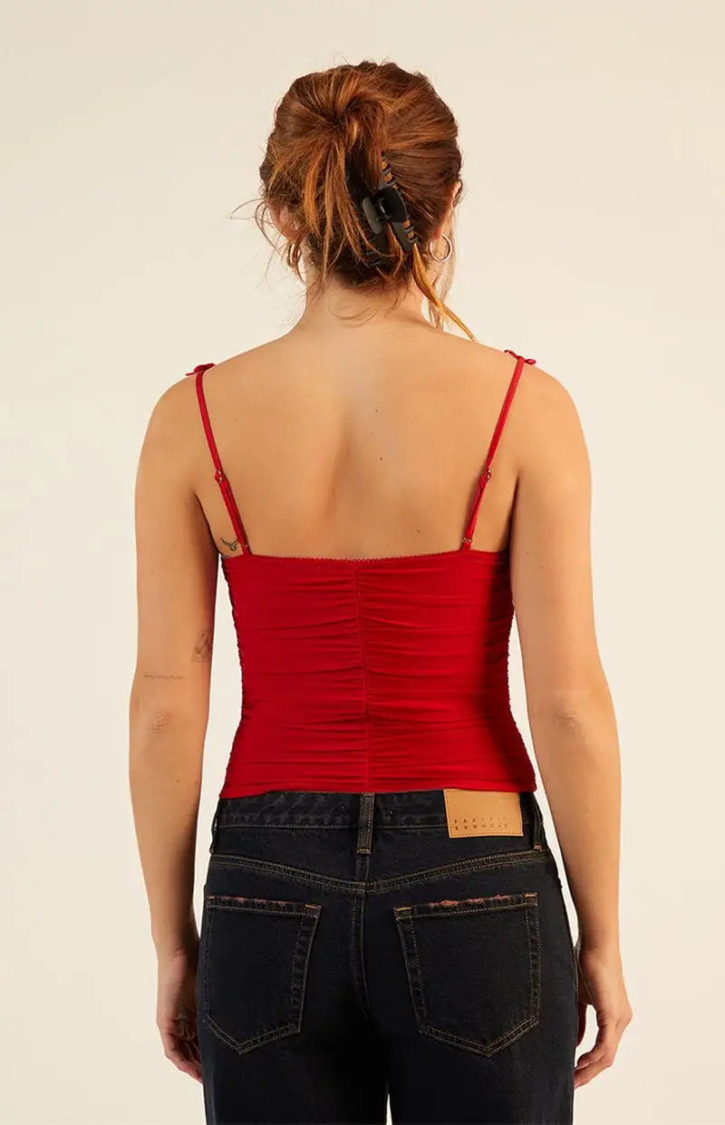 LA Hearts Kyla Mesh Bow Tank Top