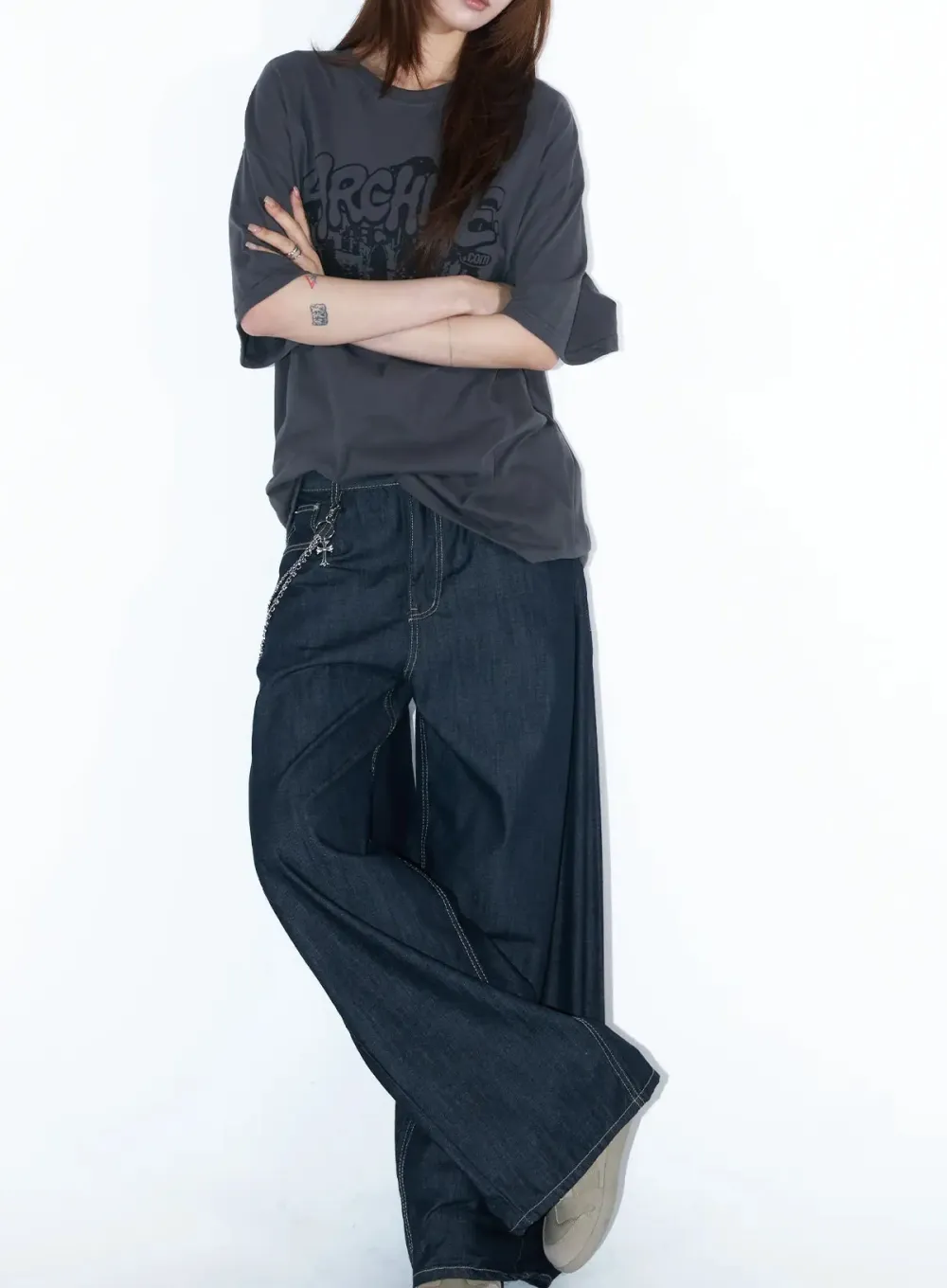 Polyester Wide Leg Jeans