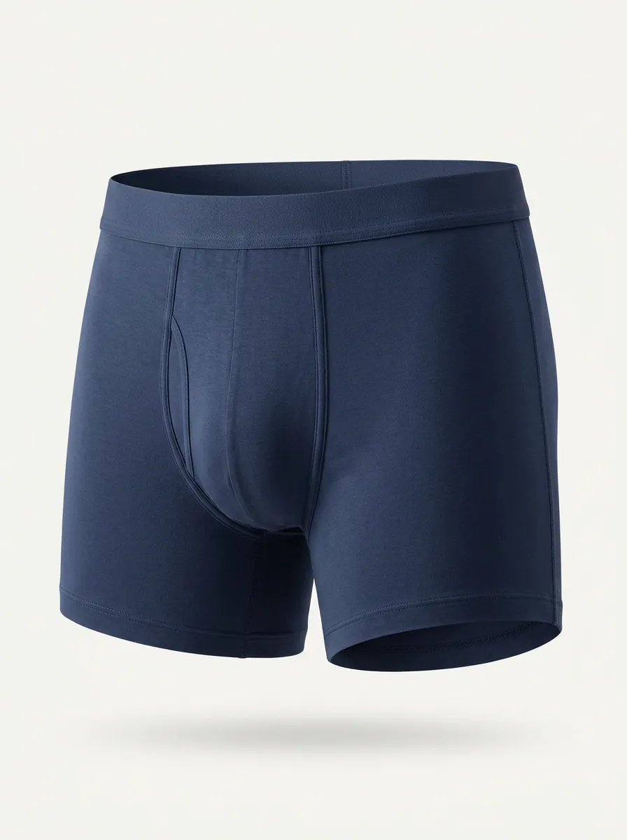 Men's Solid Navy Blue Comfortable Cotton Boxer Briefs