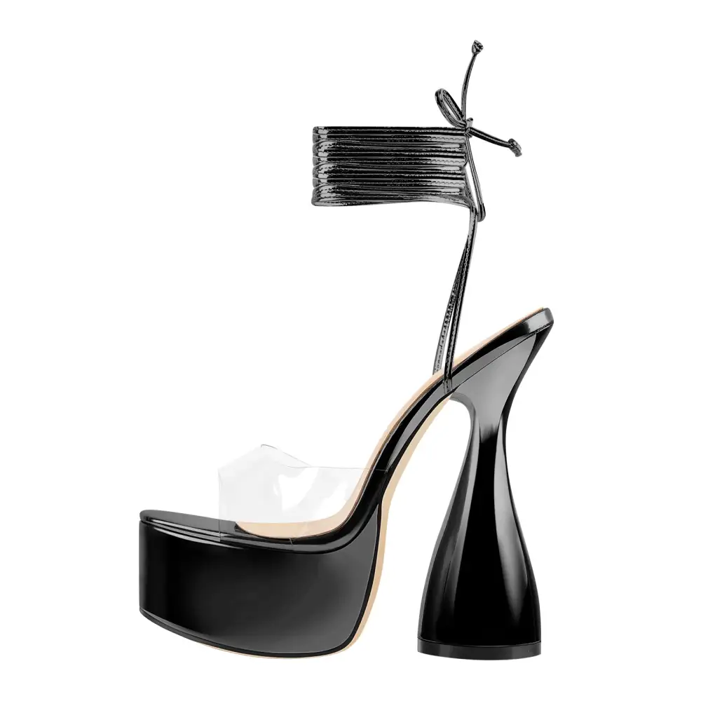 Platform Lace Up Chunky High Heel Sandals