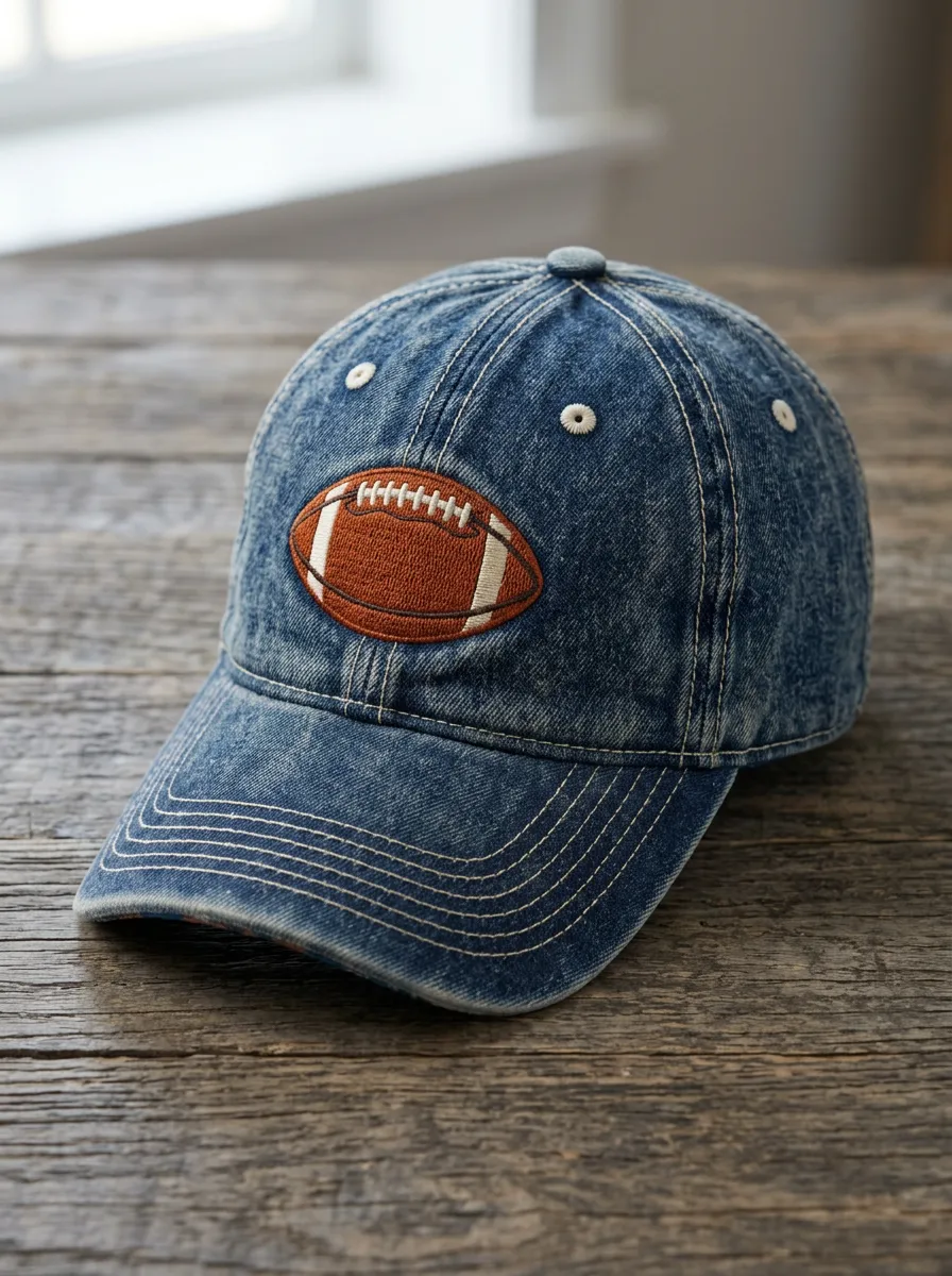 Unisex Gridiron Football Fan American Football Embroidered Denim Cap