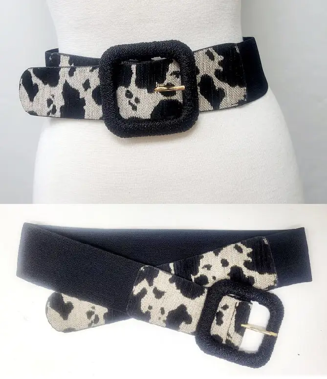 Polished Leopard Print Stretch Waist Belt