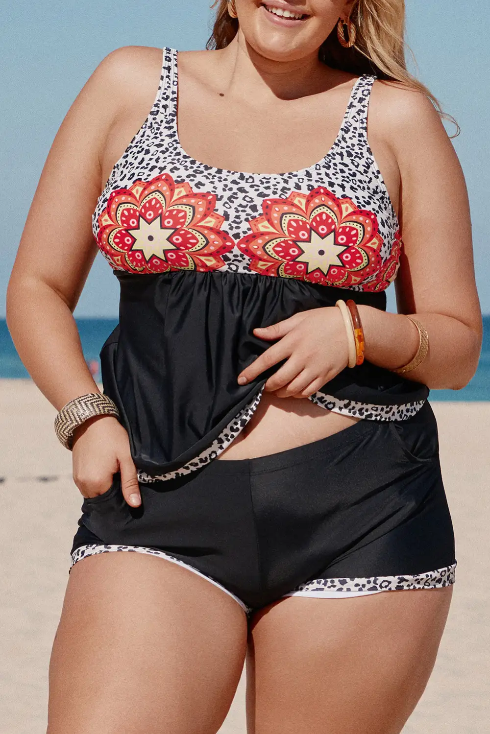 Swimwear Floral Leopard Tankini