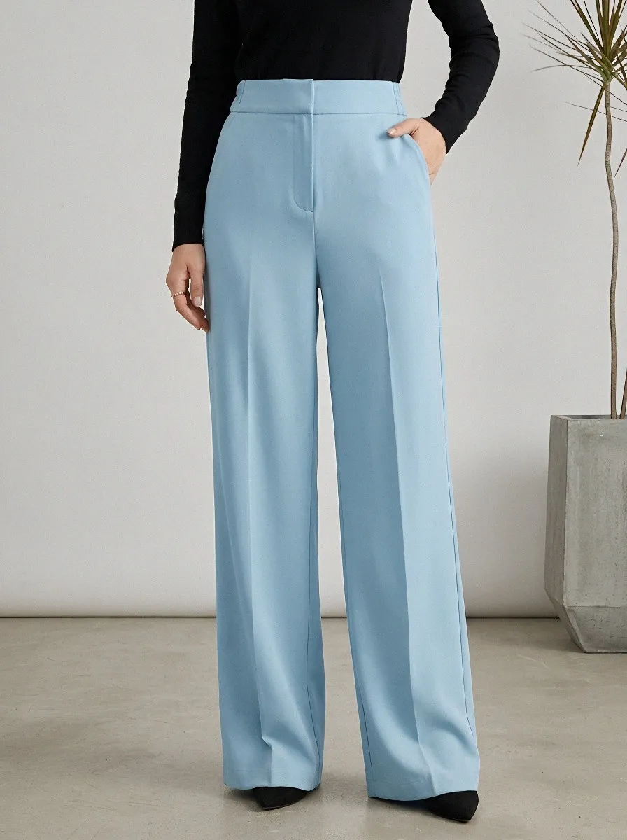 High-Waist Tailored Draped Women's Wide-Leg Trousers