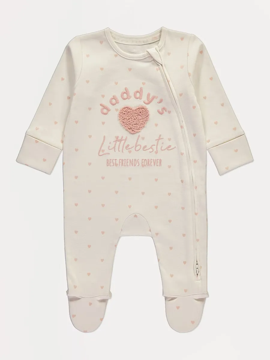 Daddys Bestie Embroidered Zip Fasten Sleepsuit