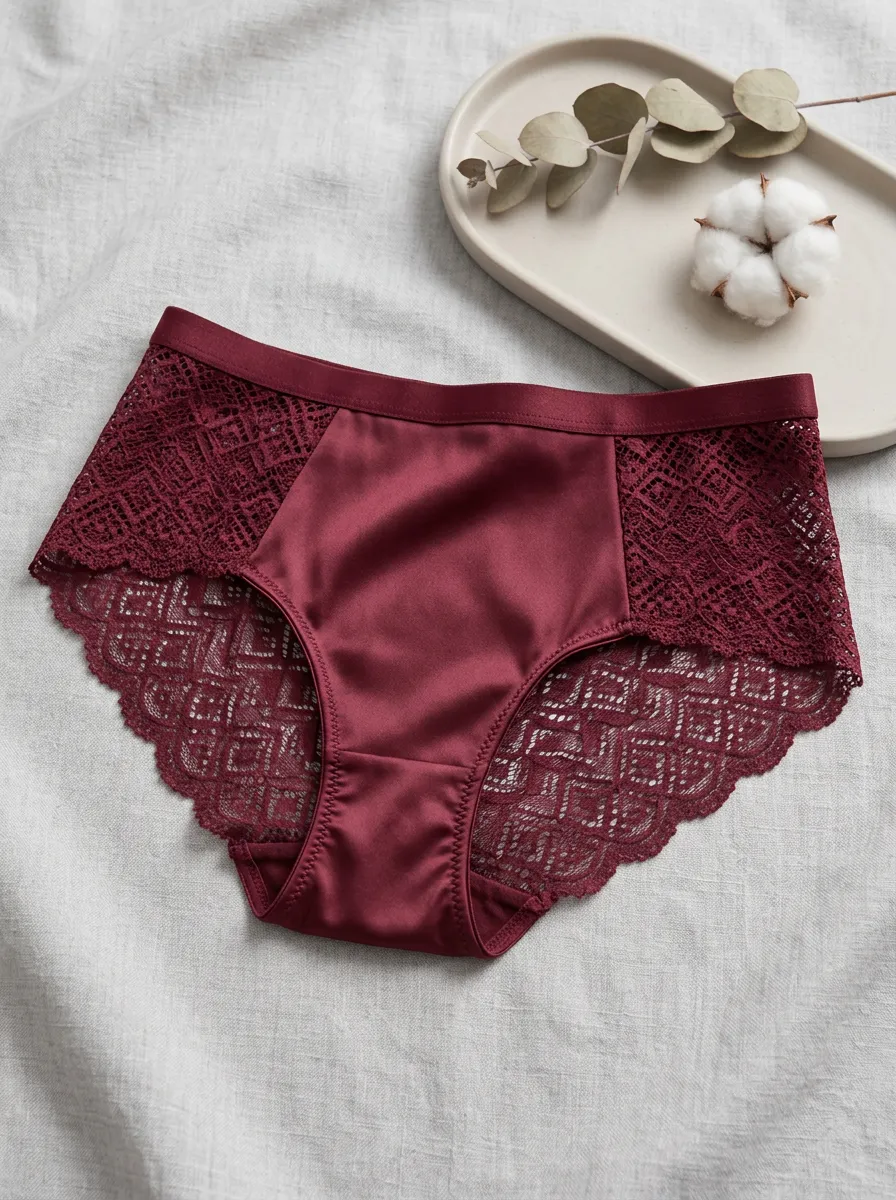 Women's Modern Satin Lace Trimmed Panties