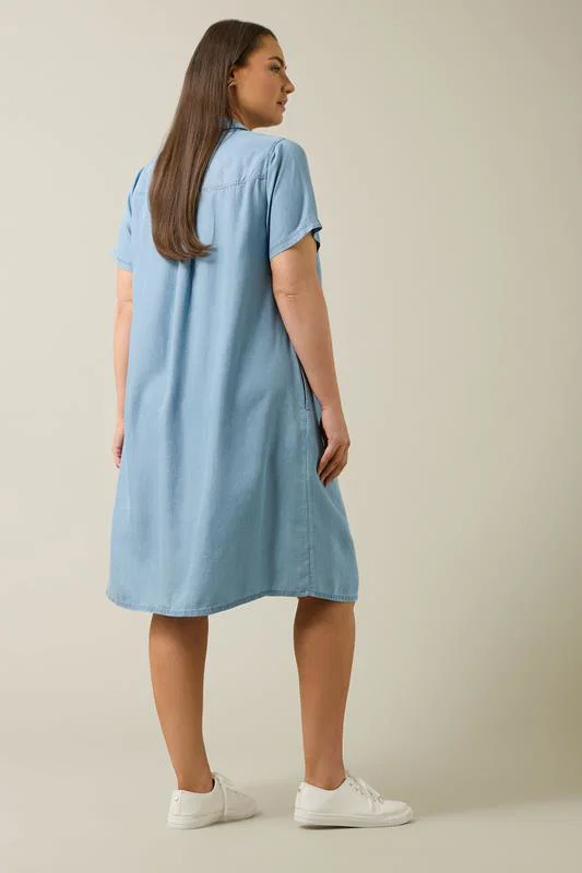 Light Blue Lyocell Denim Dress detail 3