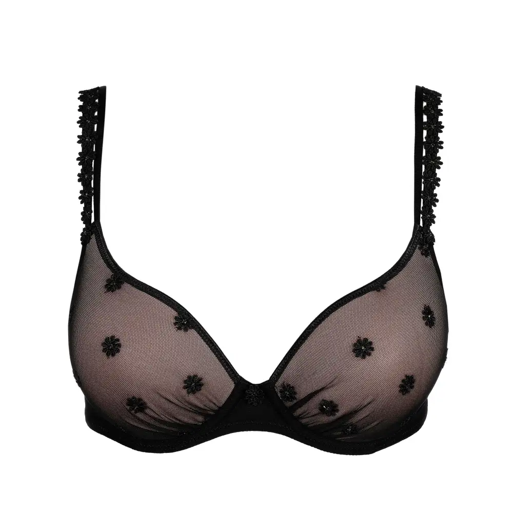 Women's Padded Seamless Floral Lace Embroidery Mesh Floral Detail Sheer Detail Rounded Shape Bra