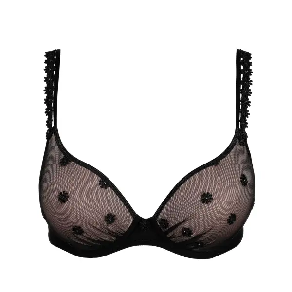 Women's Padded Seamless Floral Lace Embroidery Mesh Floral Detail Sheer Detail Rounded Shape Bra