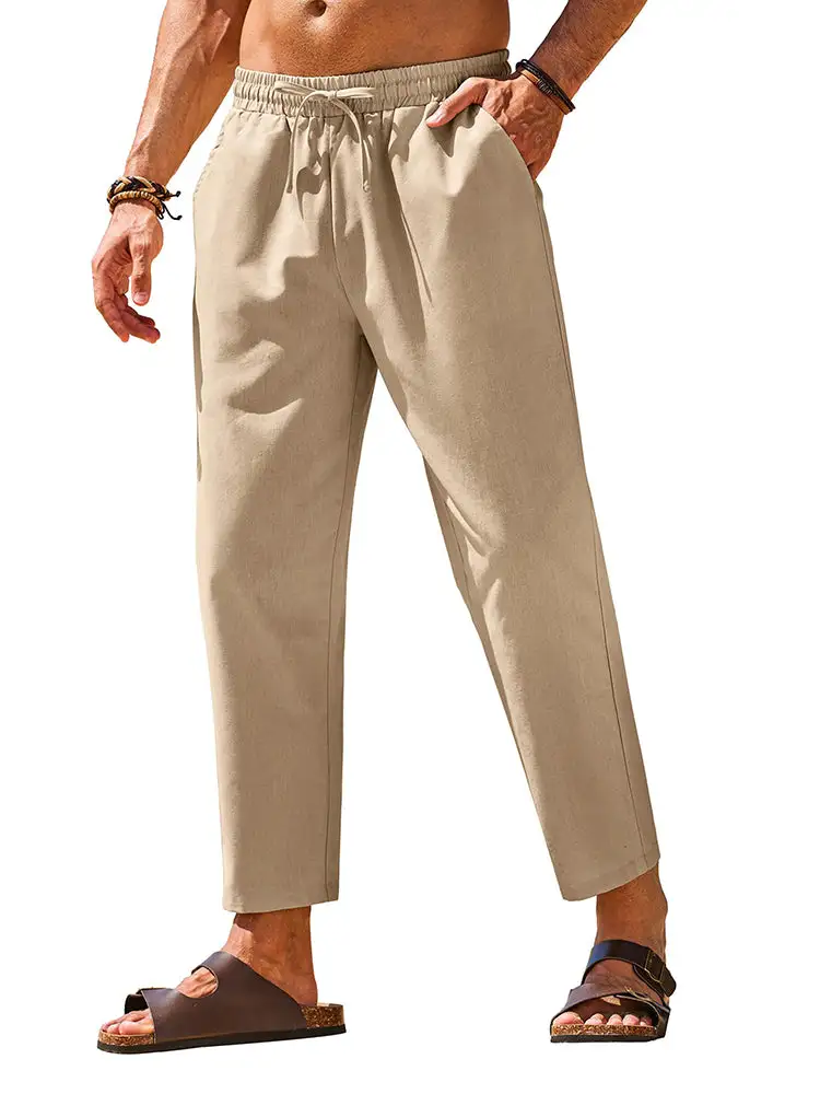 Casual Linen Blend Summer Trousers Pants