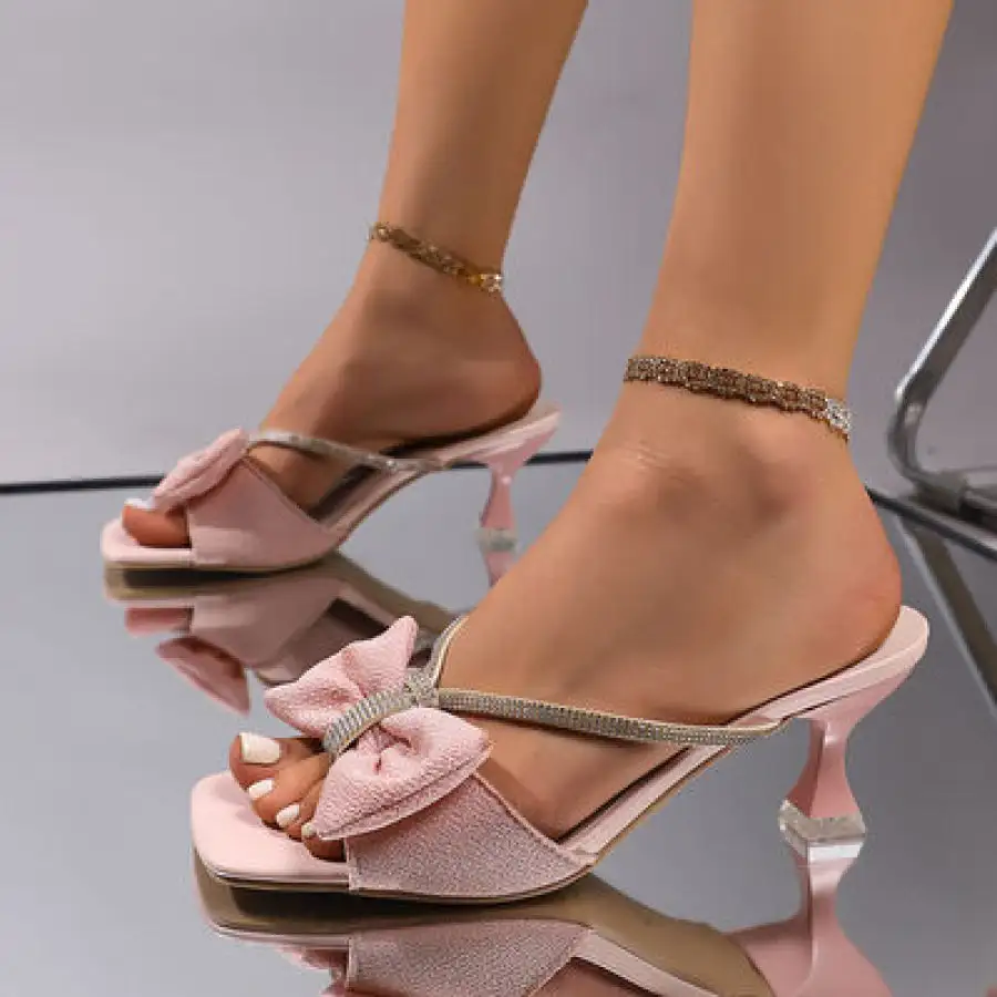 Bow Rhinestone Open Toe Sandals