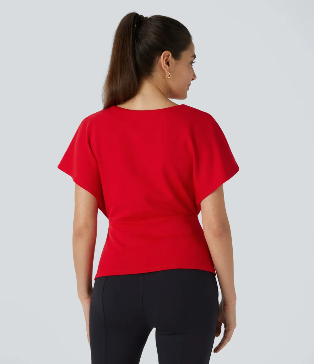 Short Sleeve Plicated Work Top