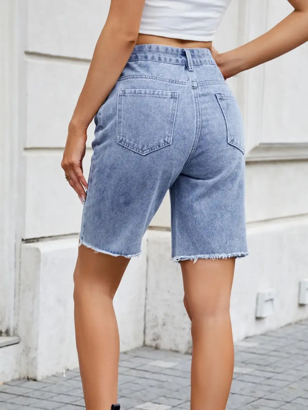 Raw Hem Shorts Denim Pants