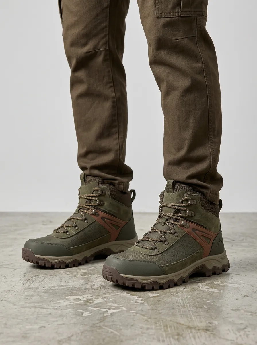Unisex Alpine Topographic Map Hiking Boots