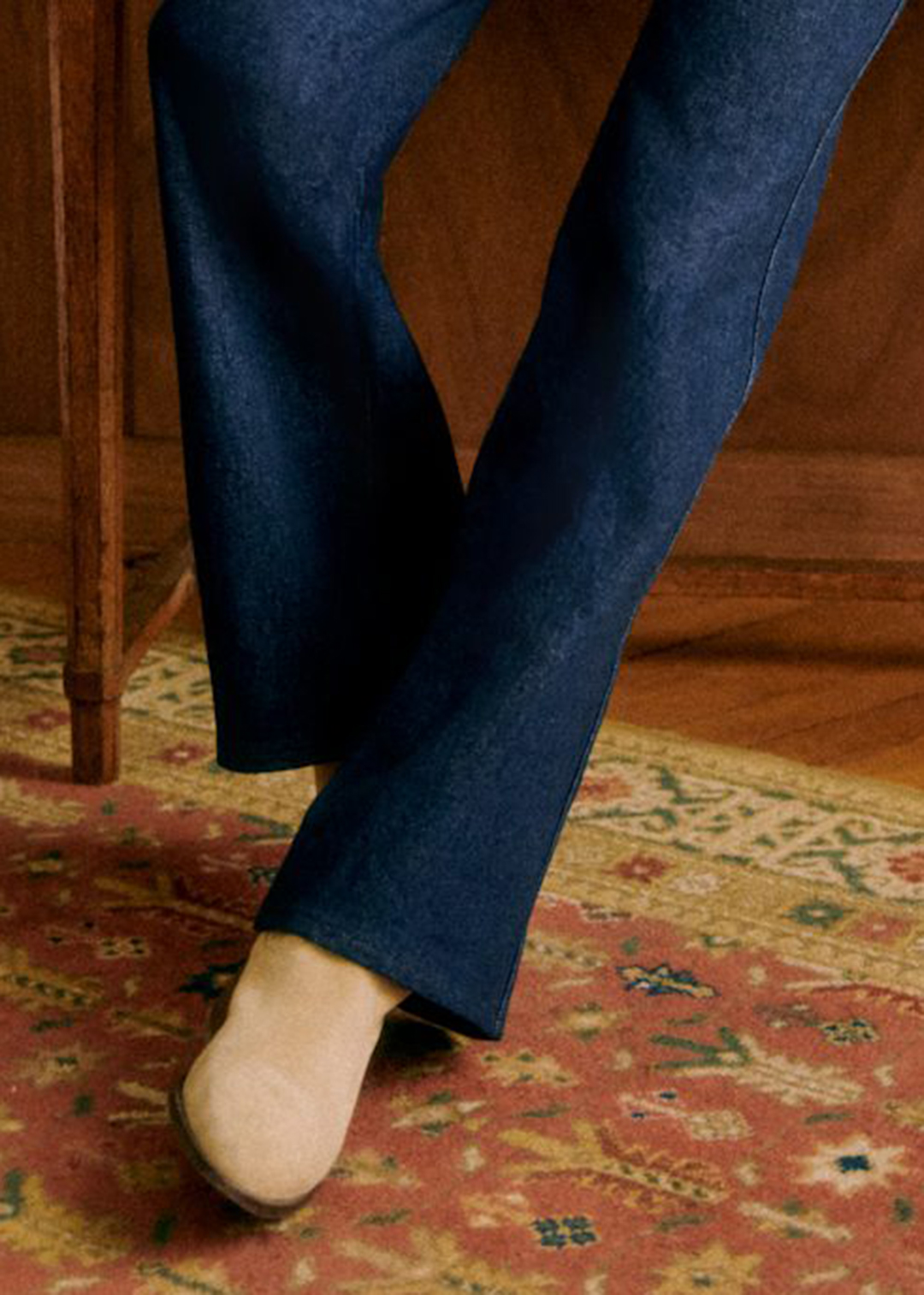 High-Rise Straight-Leg Solid Cotton Jeans