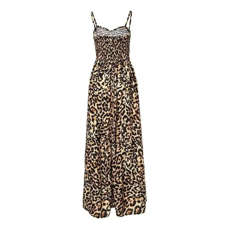 Full Size Leopard Print Spaghetti Strap Maxi Dress Plus Size