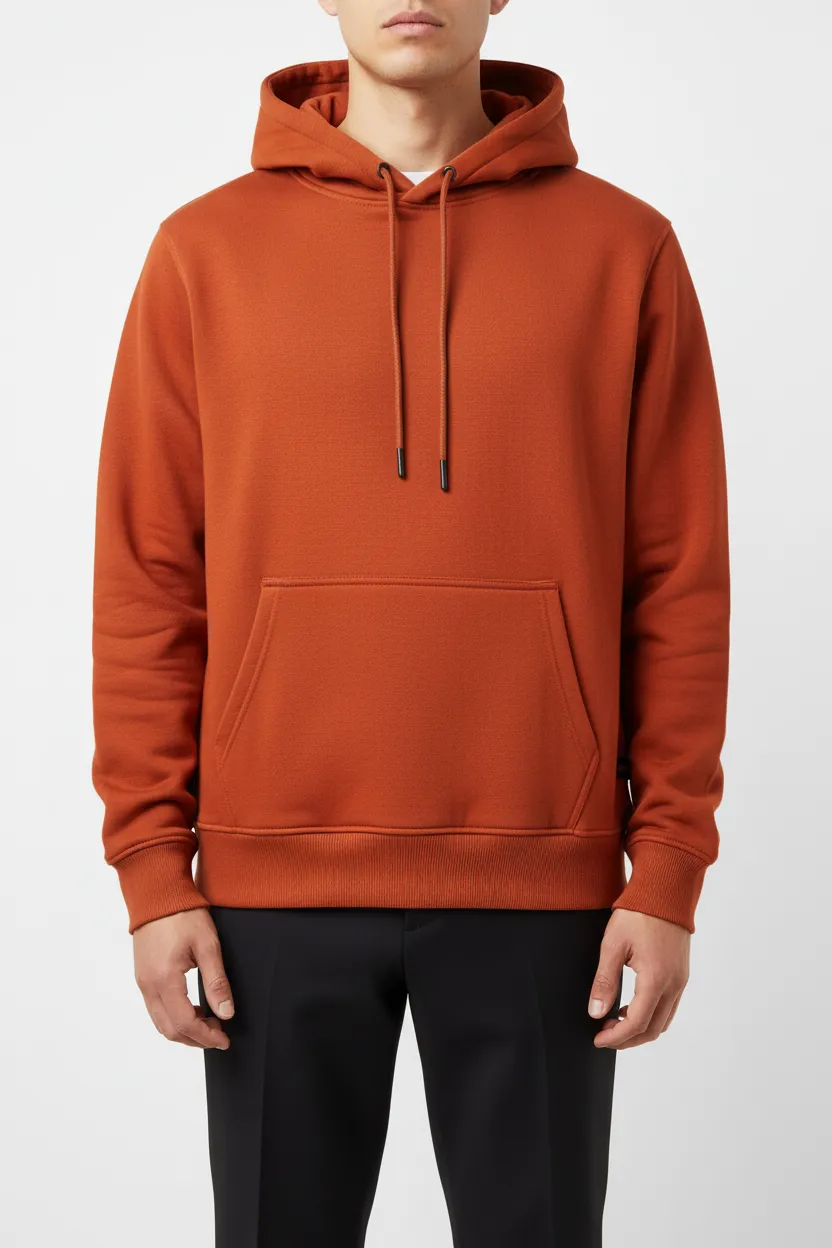 Contemporary Regular Fit Cotton Ribbed Hooded Pullover Hoodie
