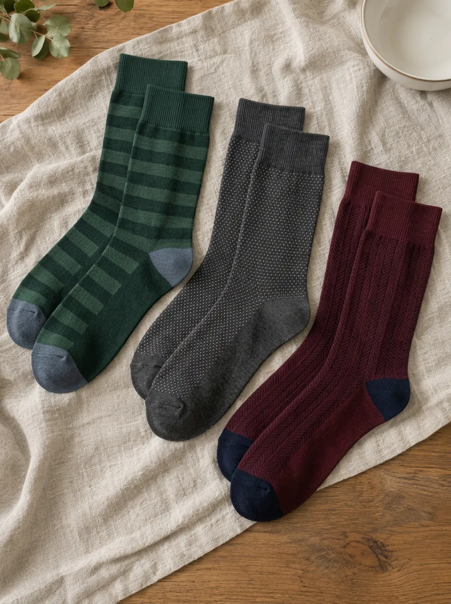 Men's Casual Business Striped Polka Dot Ribbed Printed Socks Set