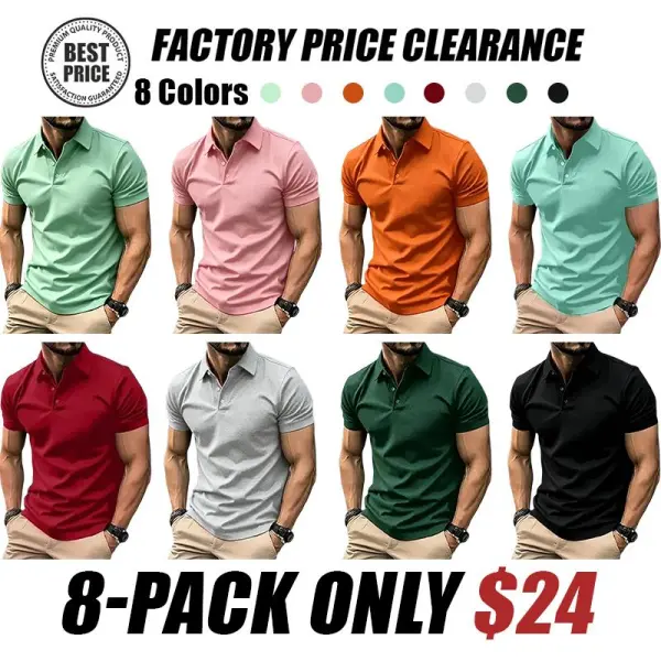 Men’s Casual Business Polo Shirts, Simple and Comfortable, Skin-Friendly Polyester Fabric with Slight Stretch