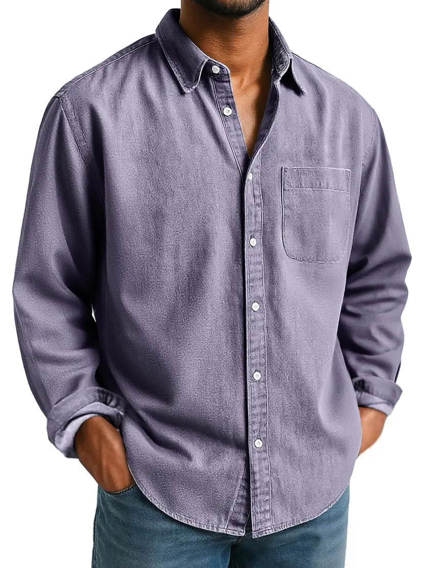 Everyday Long Sleeve Camp Collar Pocket Shirt
