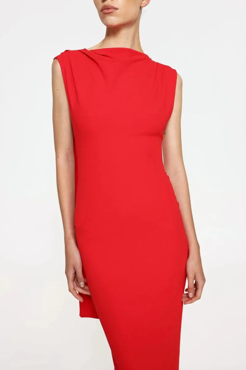 Red Minimalist Elegant High-End Slimming Dress